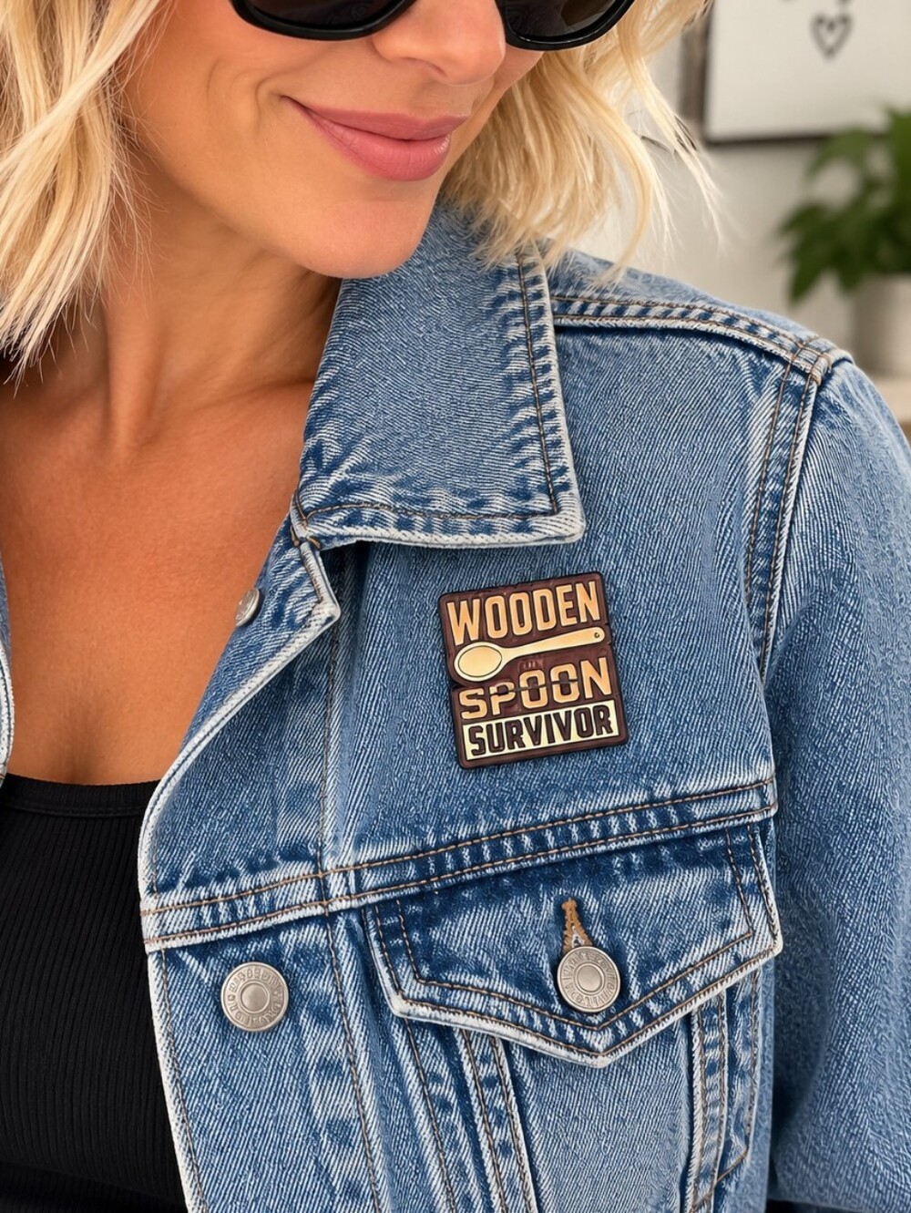Funny āWooden Spoon Survivorā Enamel Lapel Pin Childhood Humor New